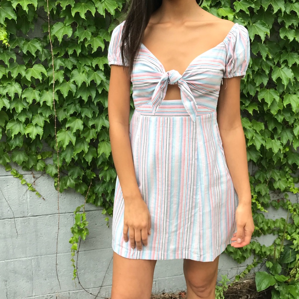 Brand new Striped mini dress with tie